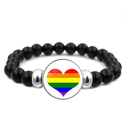 Pride Perlenarmband mit Glas-Button