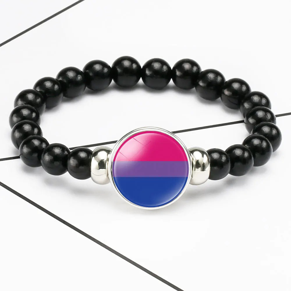 Pride Perlenarmband mit Glas-Button