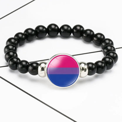 Pride Perlenarmband mit Glas-Button