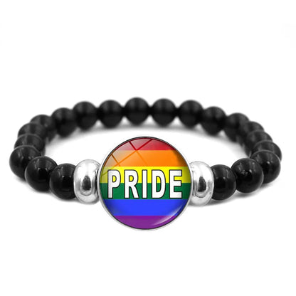 Pride Perlenarmband mit Glas-Button