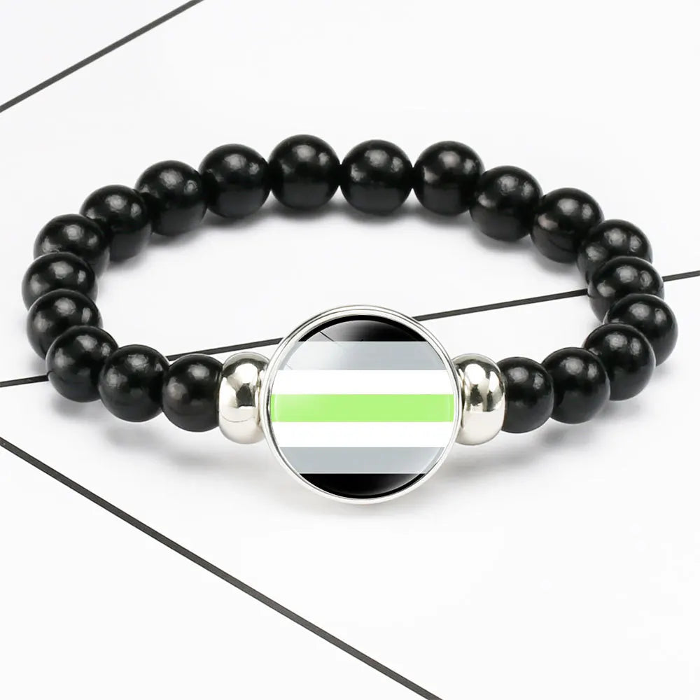 Pride Perlenarmband mit Glas-Button