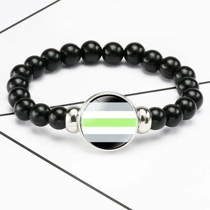 Pride Perlenarmband mit Glas-Button