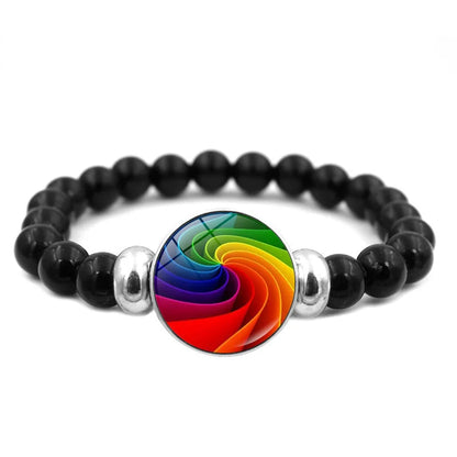 Pride Perlenarmband mit Glas-Button