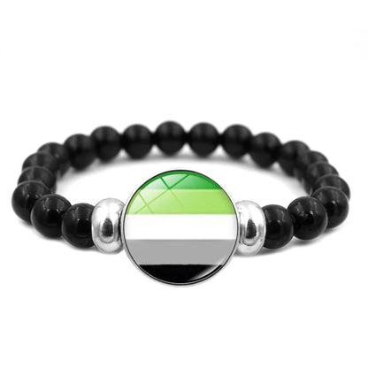 Pride Perlenarmband mit Glas-Button