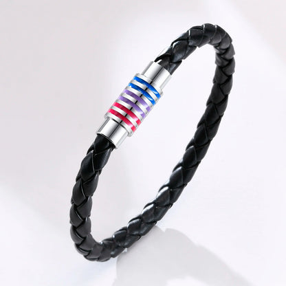 Geflochtenes Pride Lederarmband